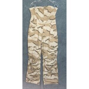 Fashion Nova Jumpsuit Womens Taupe Cargo Camo Utility Streetwear Urban Festival